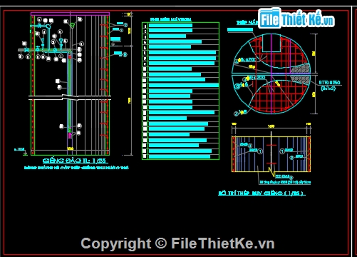 File cad giếng đào,Thiết kế giếng khoan,công trình thu nước,Bản vẽ giếng đào